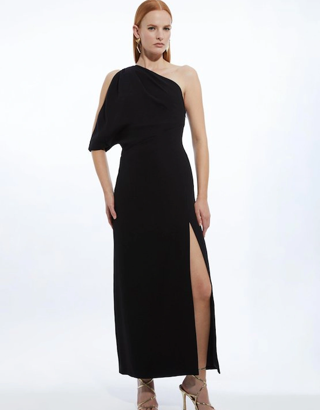 Petite Tailored Asymmetric Cold Shoulder Maxi Dress, 5 of 4