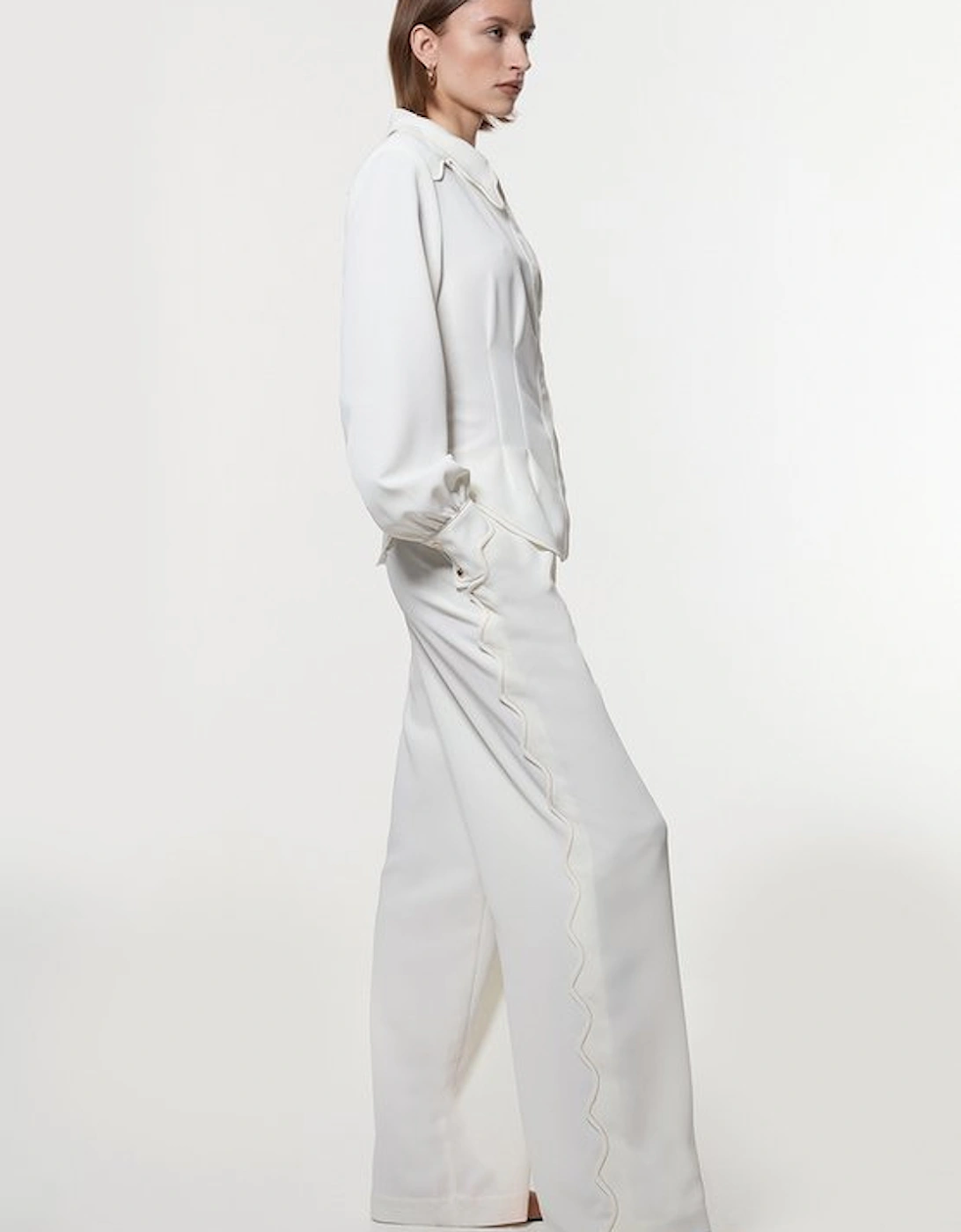 Scallop Trim Twill Woven Crepe Trouser, 5 of 4