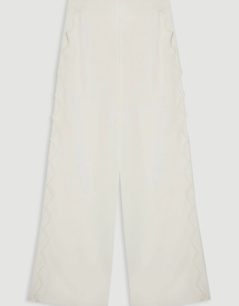 Scallop Trim Twill Woven Crepe Trouser