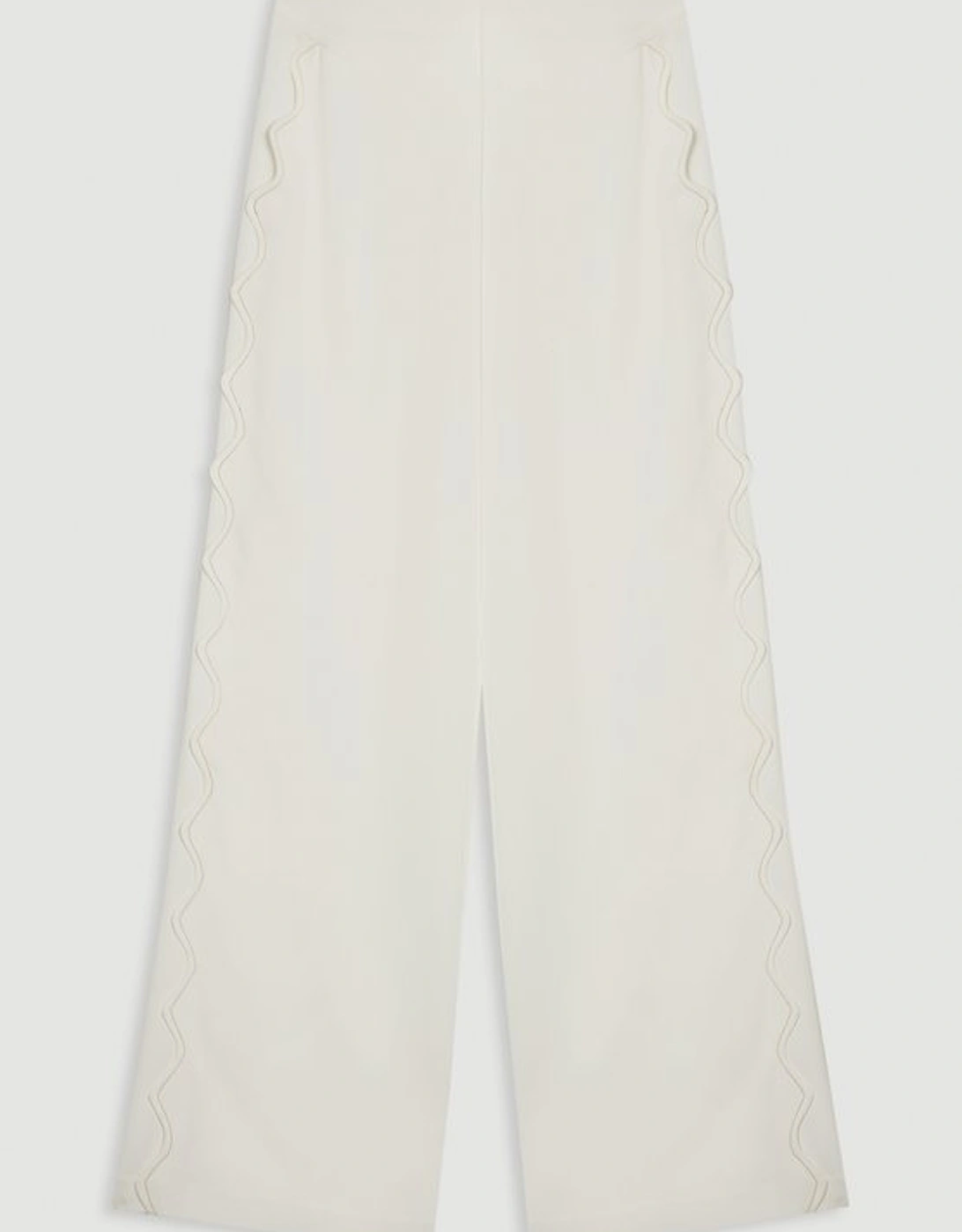 Scallop Trim Twill Woven Crepe Trouser