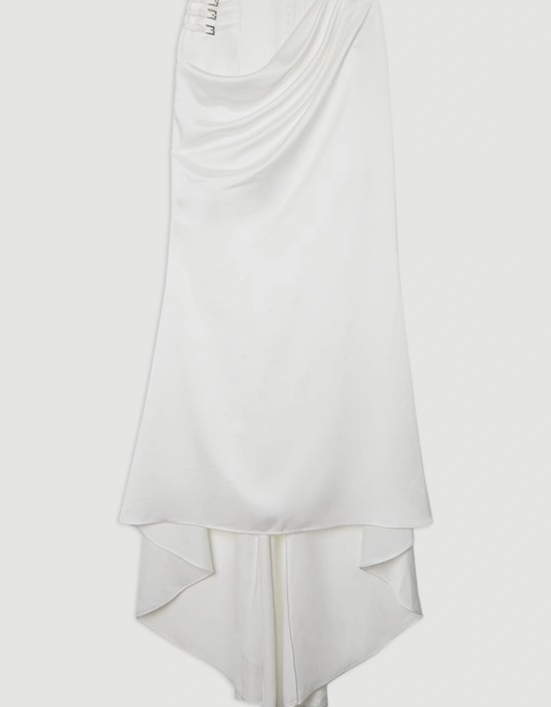 Archive Collection - Tailored Satin Drape Corset Detail Fishtail Maxi Skirt