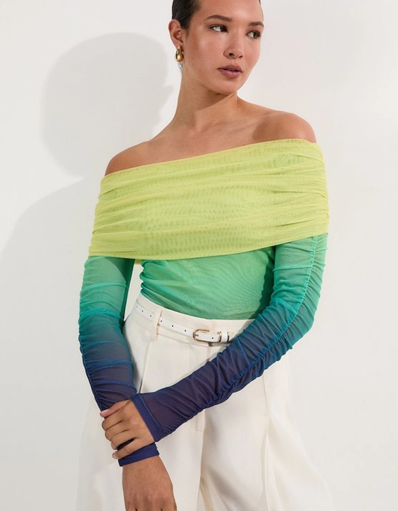 Ombre Jersey Mesh Bardot Bodysuit