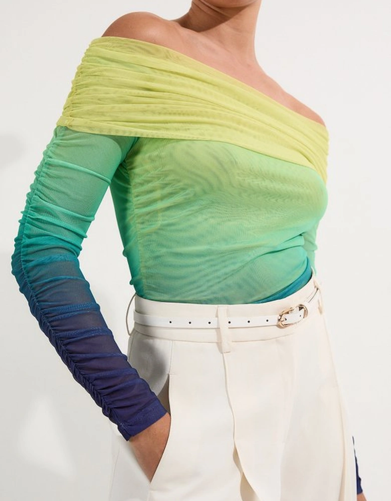 Ombre Jersey Mesh Bardot Bodysuit