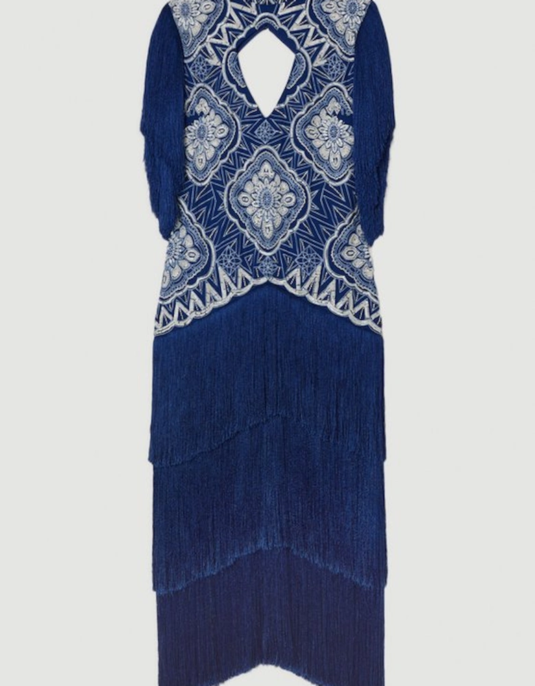 Embellished Fringe Woven Maxi Dress