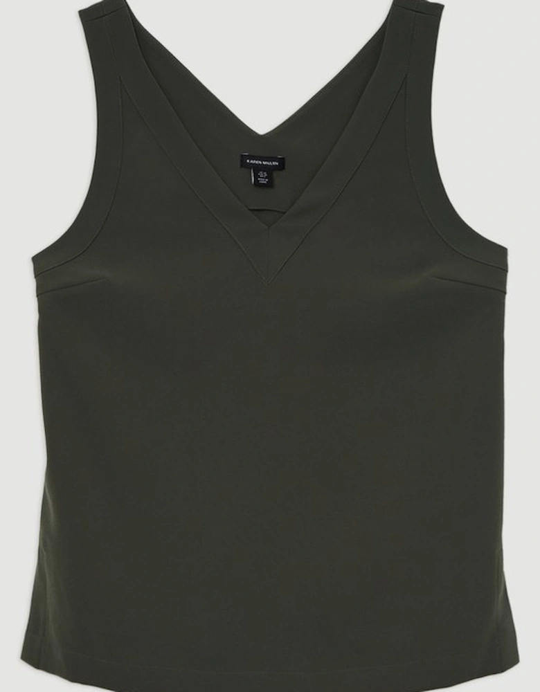Tailored Crepe Essential Sleeveless Longline Top