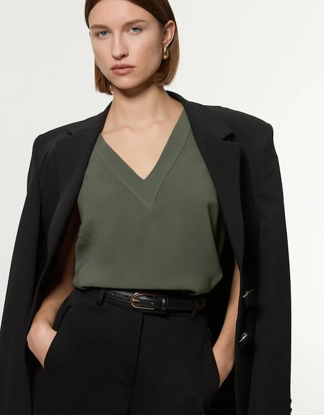 Tailored Crepe Essential Sleeveless Longline Top, 5 of 4
