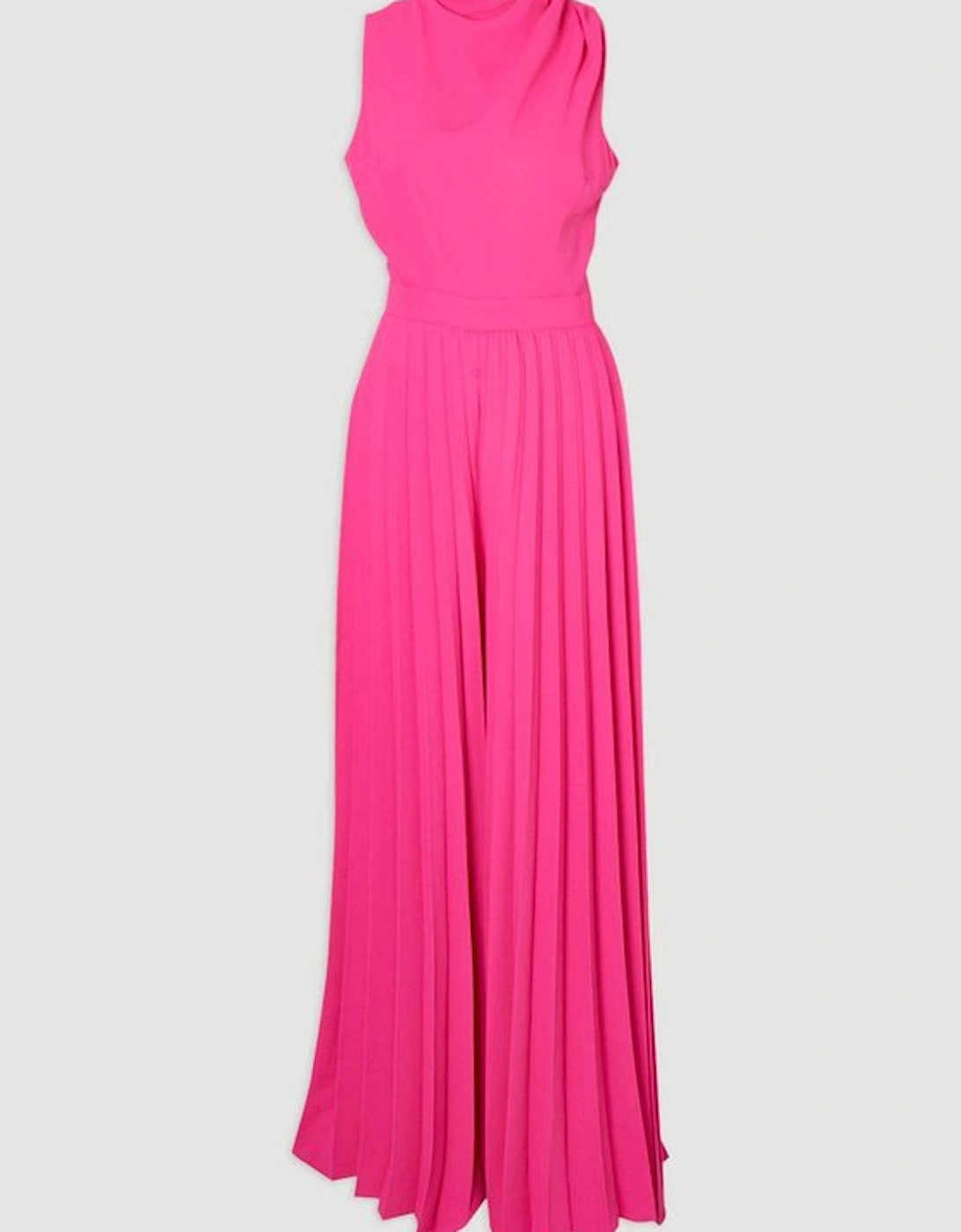 Soft Tailored Halter Neck Pleated Jumpsuit