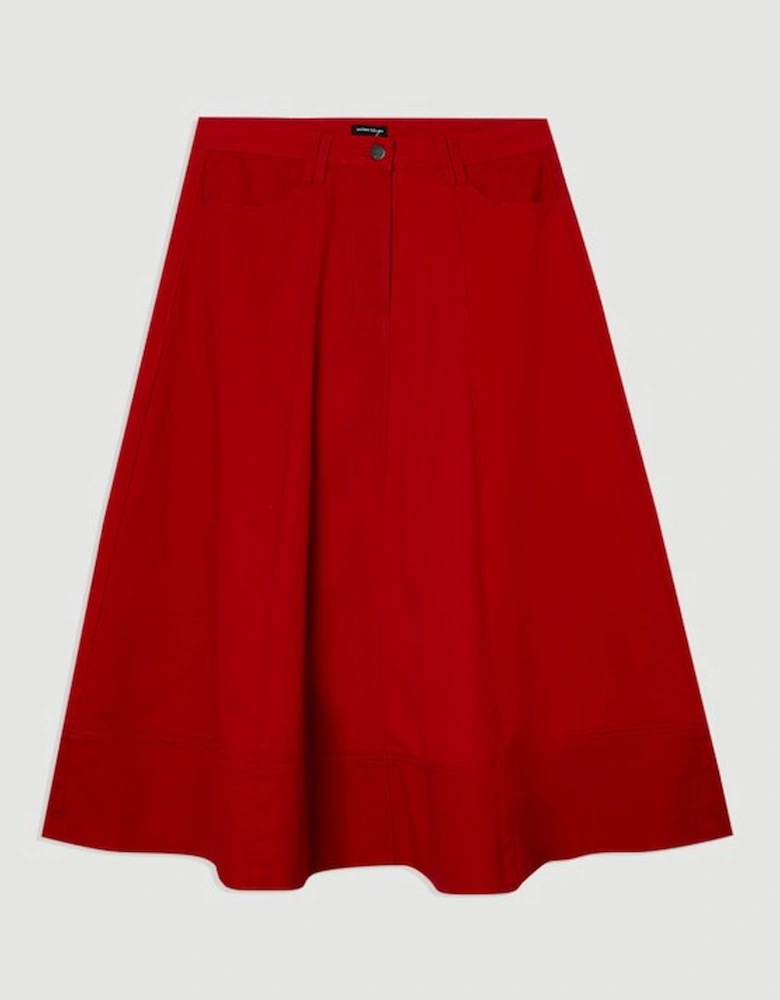 Denim 5 Pocket Midi Skirt