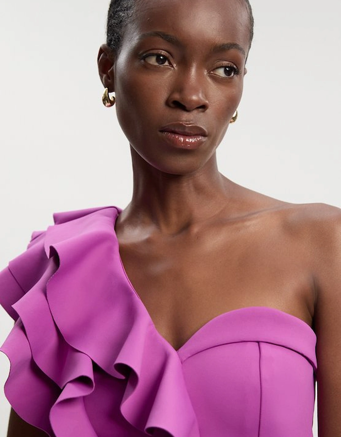 Scuba Draped Ruffle Woven Corset Top