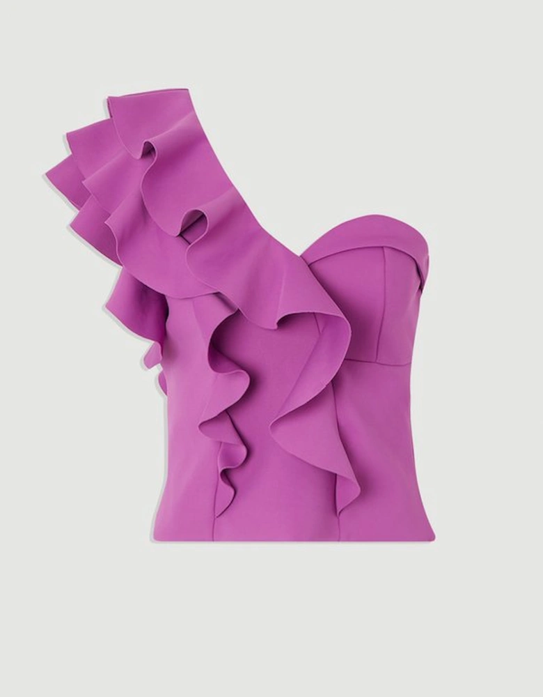 Scuba Draped Ruffle Woven Corset Top