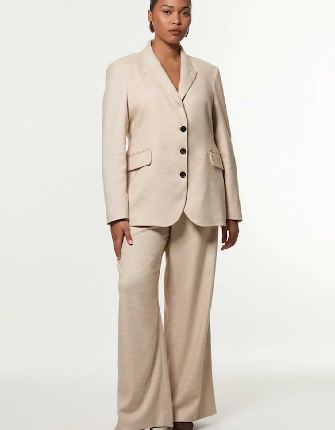 Plus Size Herringbone Tailored Wide Leg Trousers, 5 of 4