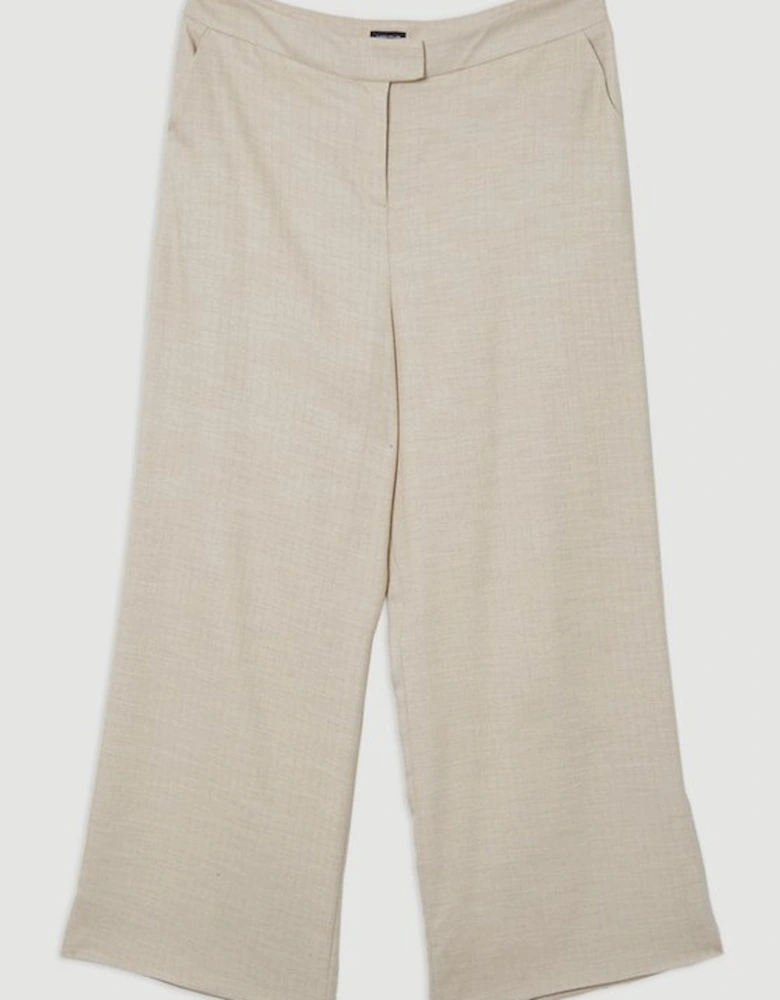 Plus Size Herringbone Tailored Wide Leg Trousers