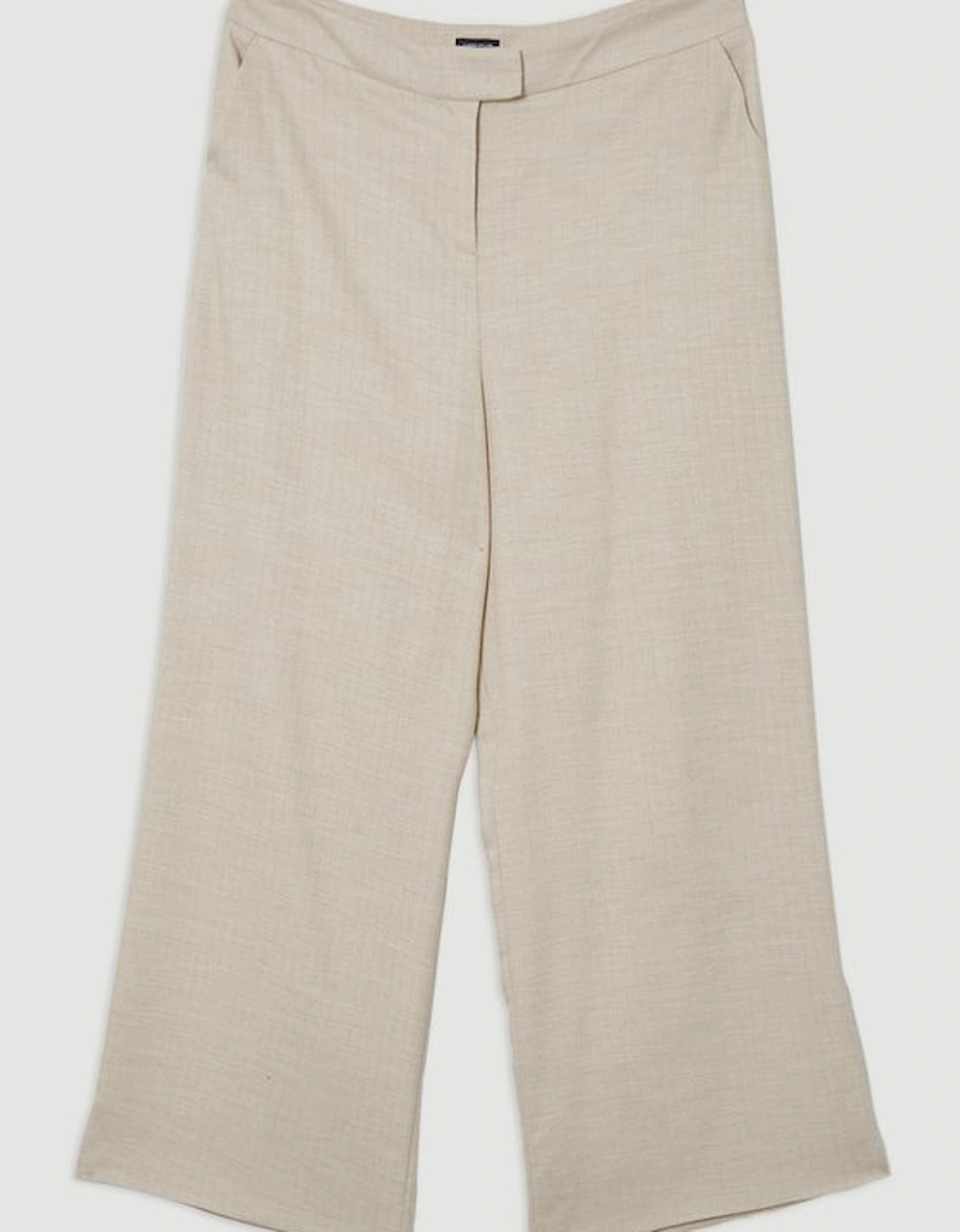 Plus Size Herringbone Tailored Wide Leg Trousers