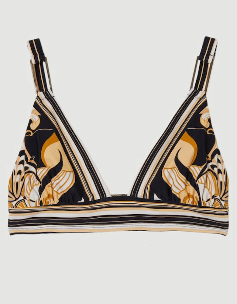 Abstract Print Trim Detail Bikini Top