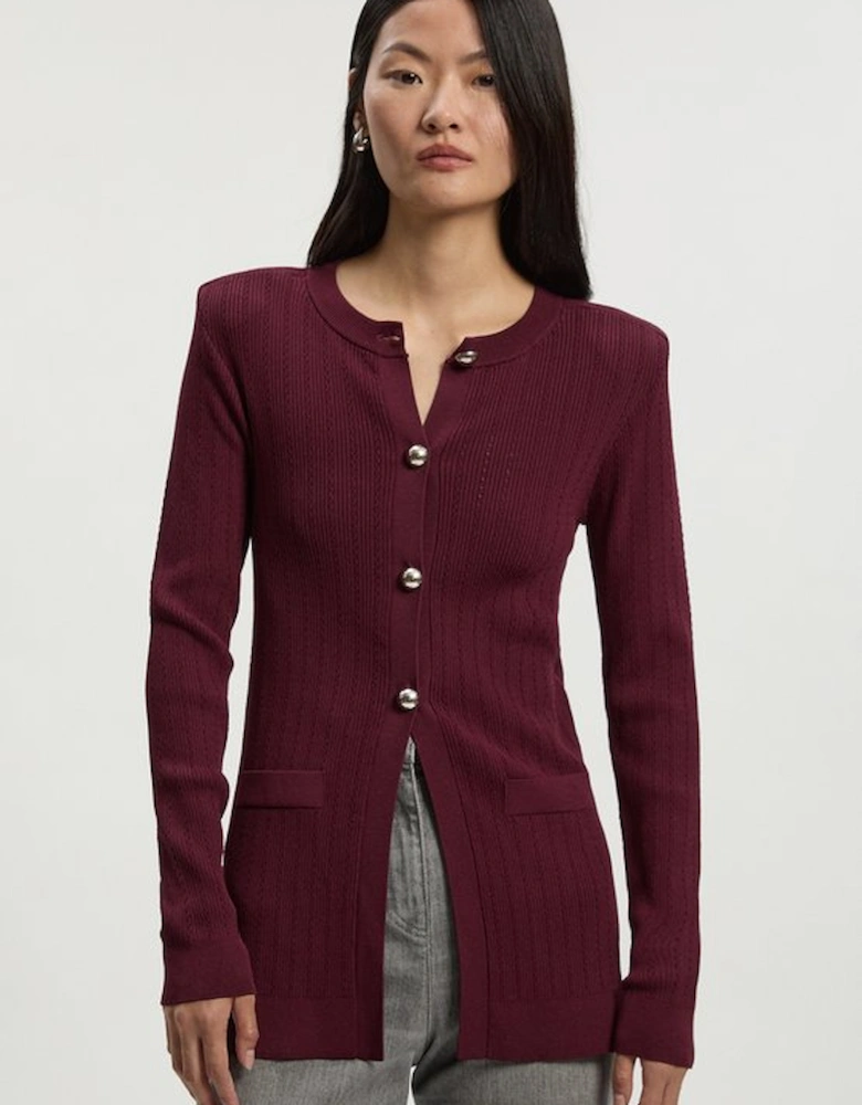 Dome Button Longline Knitted Cardi