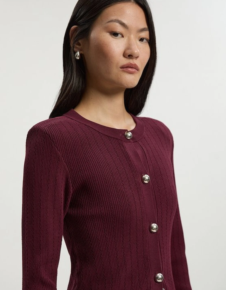 Dome Button Longline Knitted Cardi