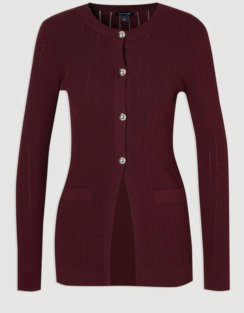 Dome Button Longline Knitted Cardi