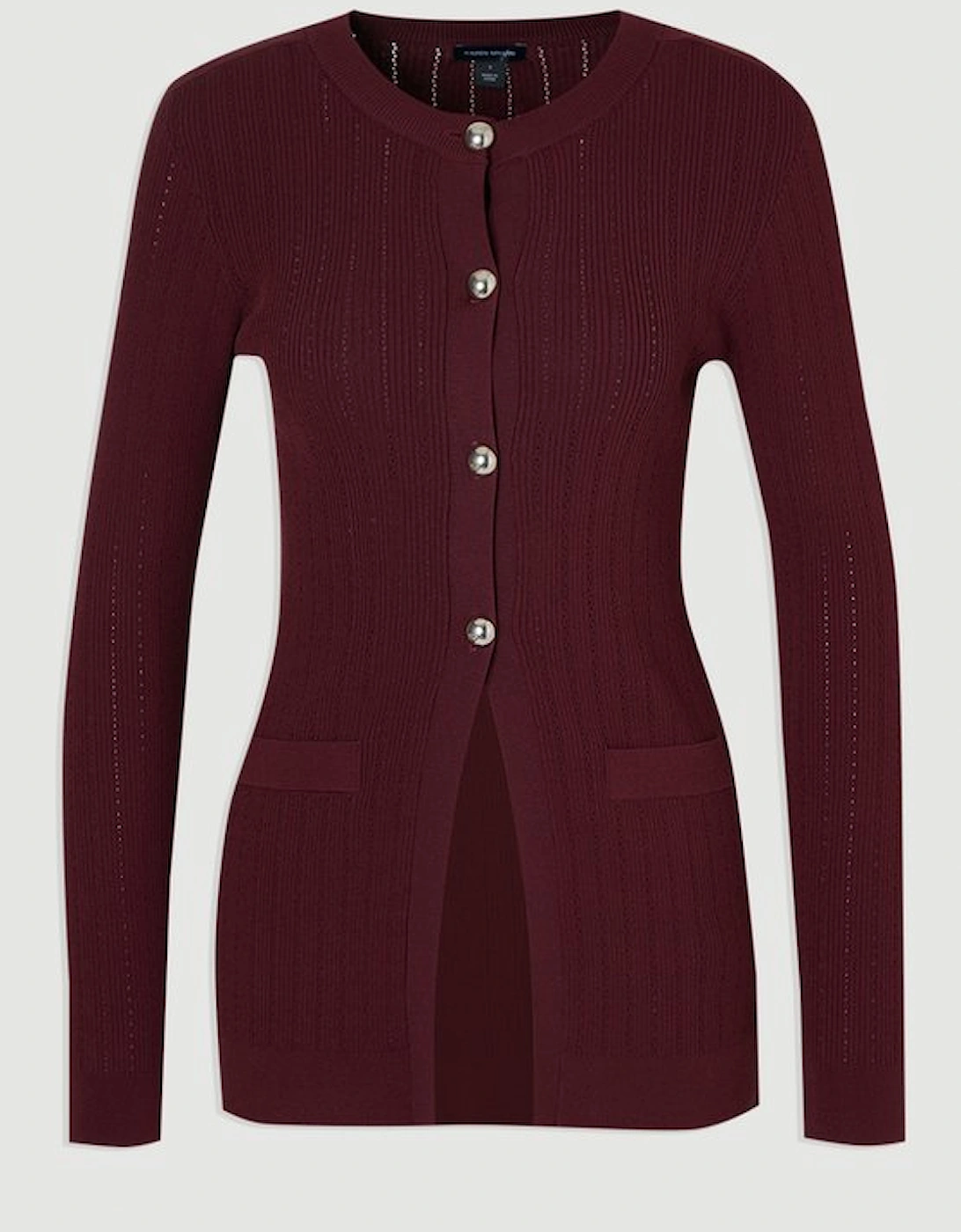 Dome Button Longline Knitted Cardi