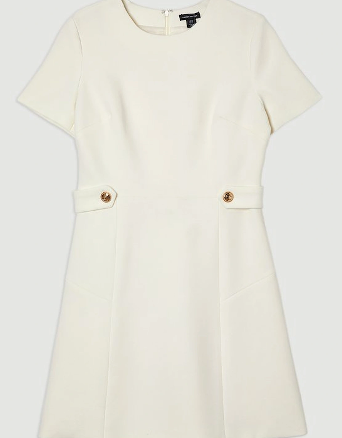 Compact Stretch Essential Waist Tab Detail Tailored Mini Dress