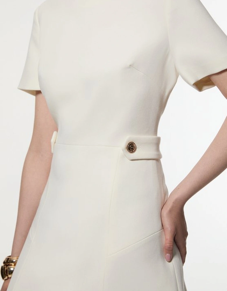 Compact Stretch Essential Waist Tab Detail Tailored Mini Dress