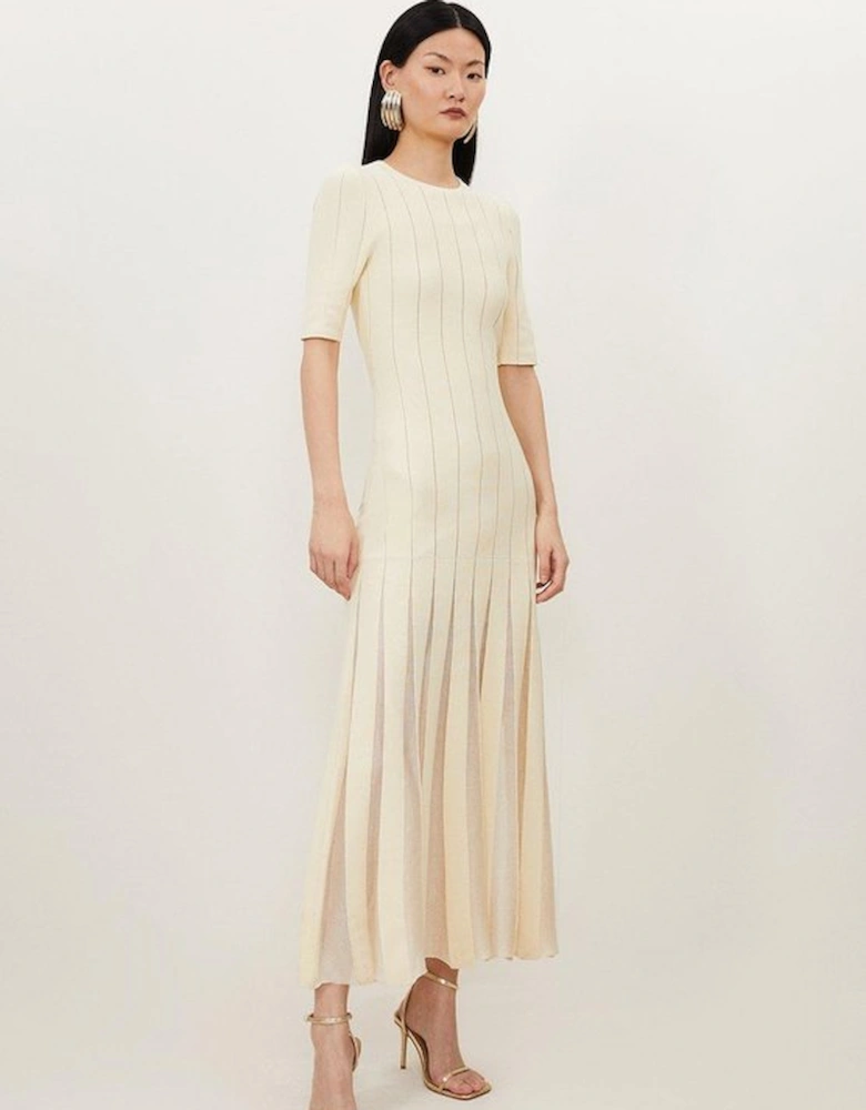 Viscose Blend Filament Full Skirt Knit Midi Dress