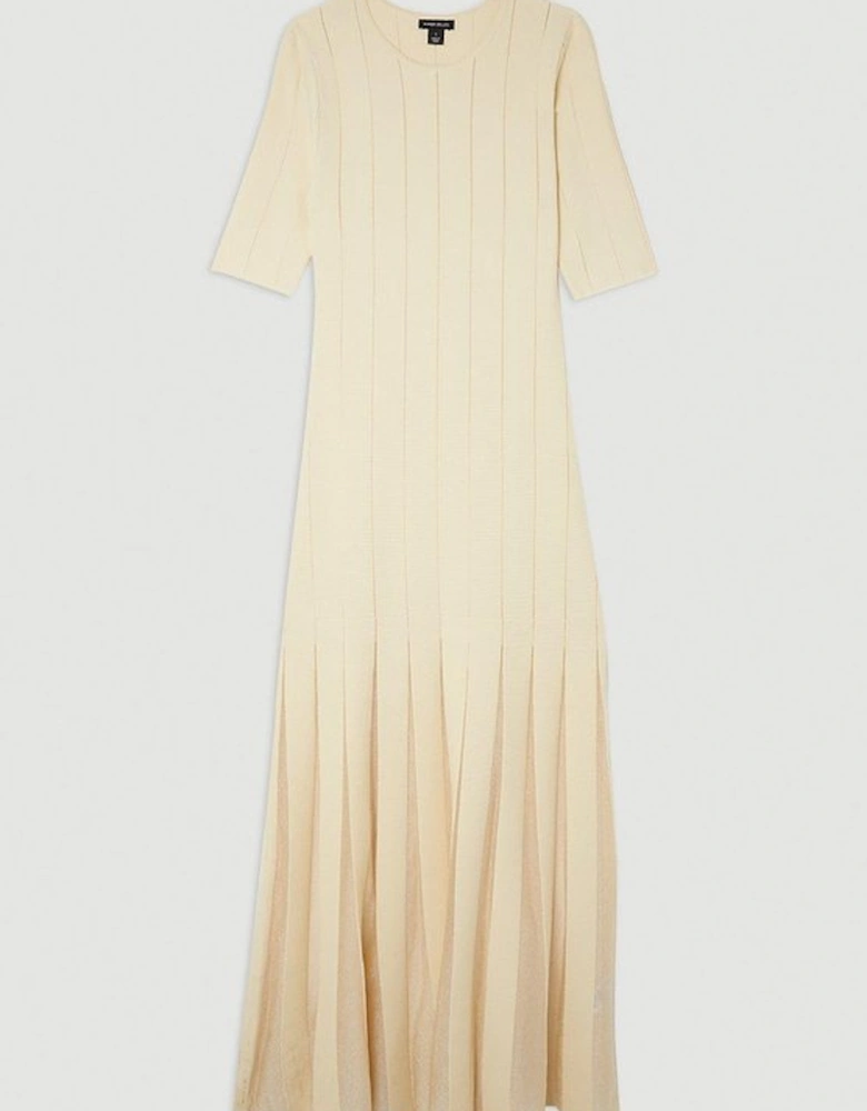 Viscose Blend Filament Full Skirt Knit Midi Dress