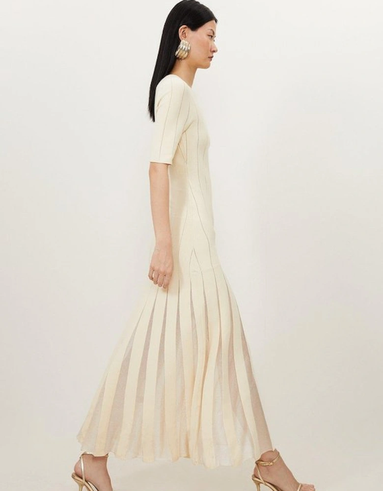 Viscose Blend Filament Full Skirt Knit Midi Dress