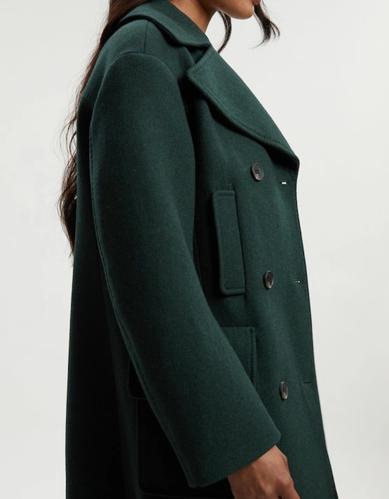 Wool Patch Pocket Tailored Midi Coat