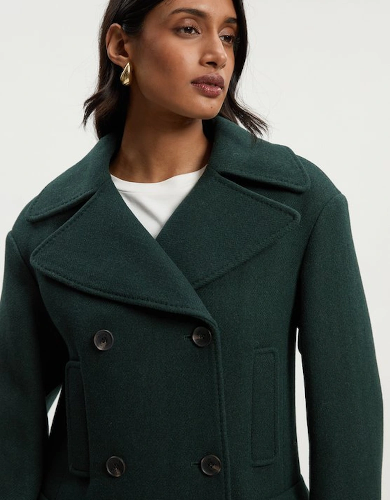 Wool Patch Pocket Tailored Midi Coat