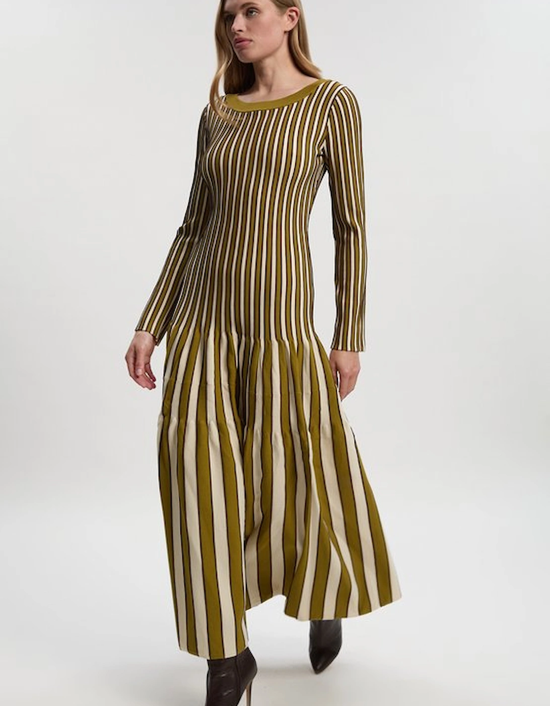 Viscose Blend Striped Knitted Maxi Dress, 5 of 4