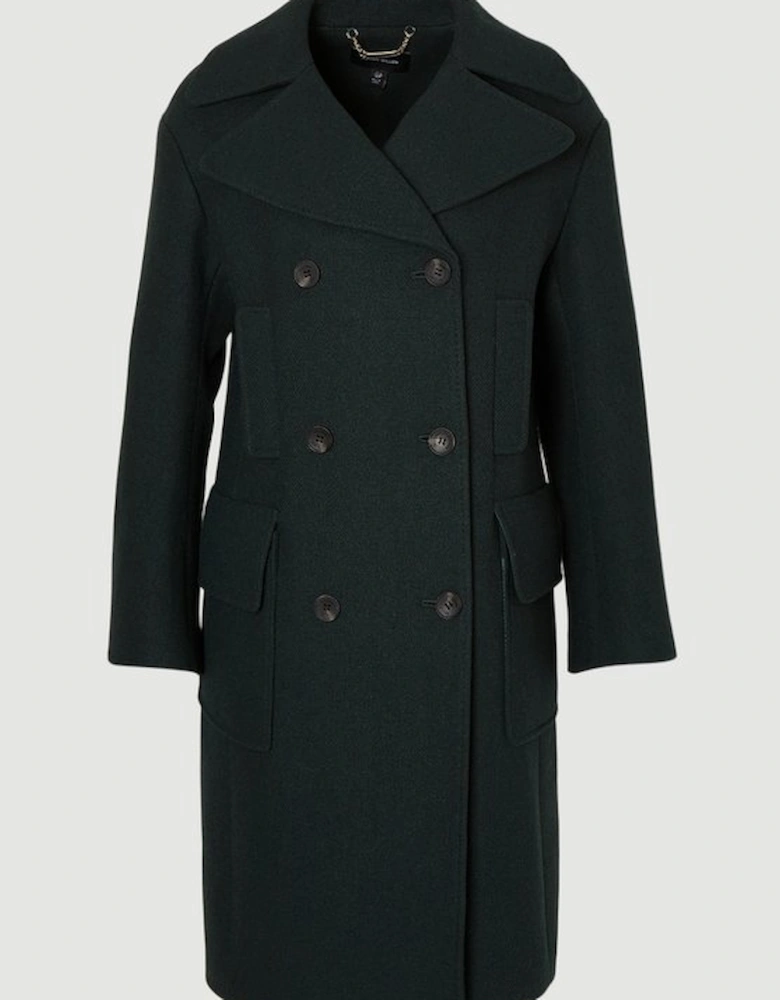 Wool Patch Pocket Tailored Midi Coat