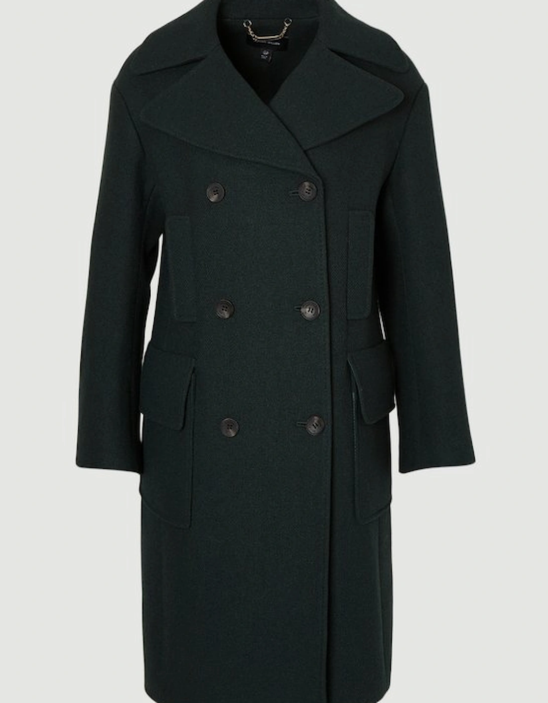 Wool Patch Pocket Tailored Midi Coat