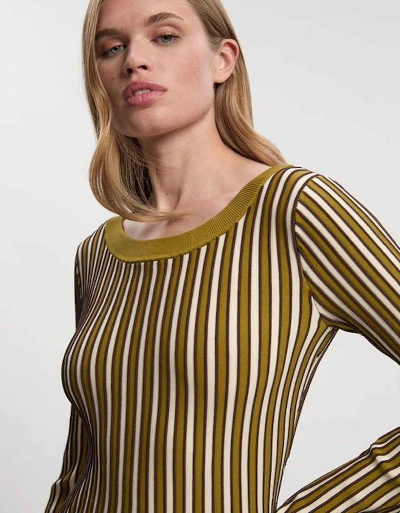 Viscose Blend Striped Knitted Maxi Dress