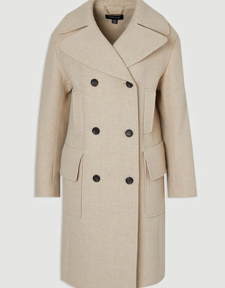 Wool Patch Pocket Tailored Midi Coat