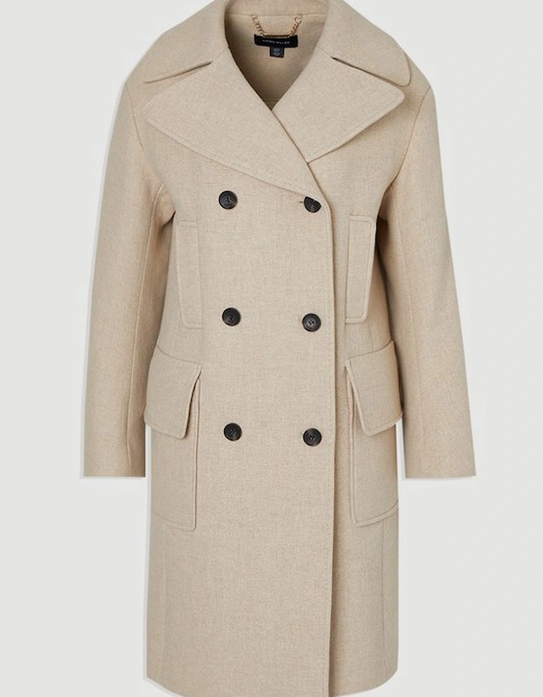 Wool Patch Pocket Tailored Midi Coat