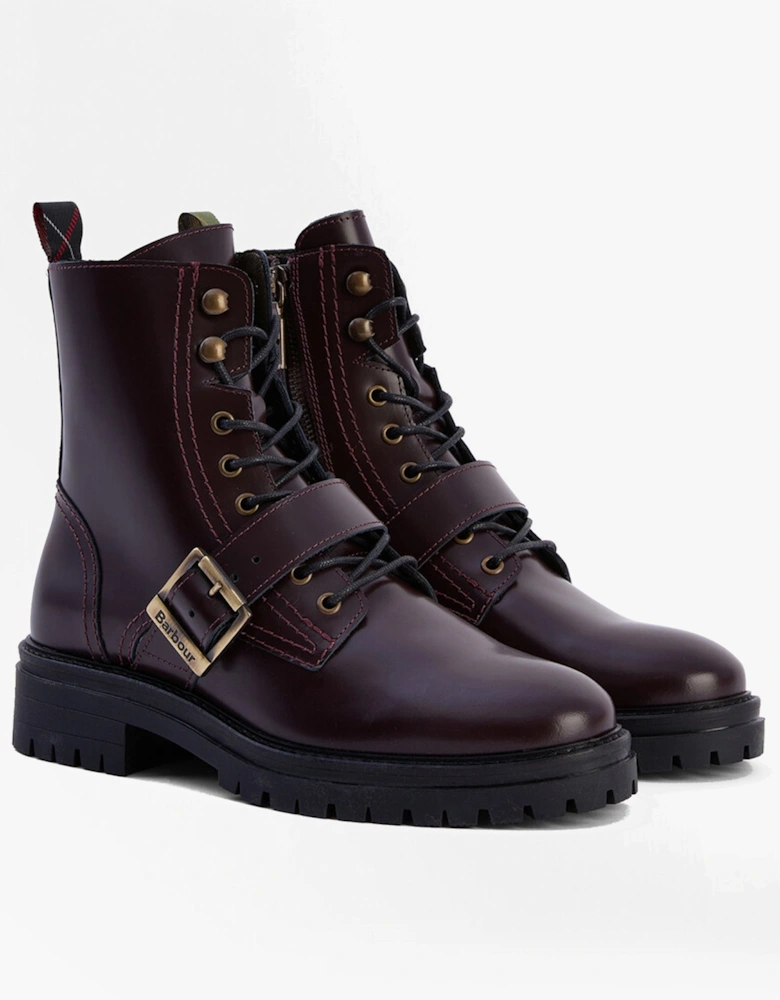 OUSEBURNE Womens Lace Up Boots Cherry Glace