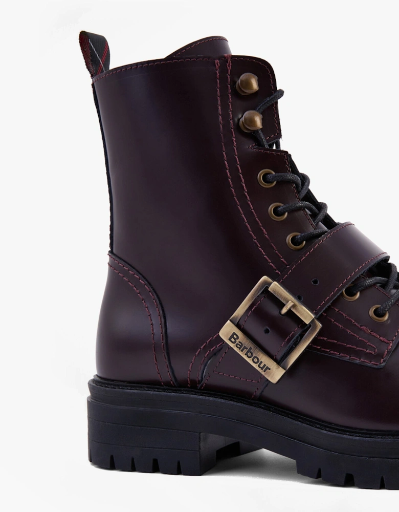 OUSEBURNE Womens Lace Up Boots Cherry Glace