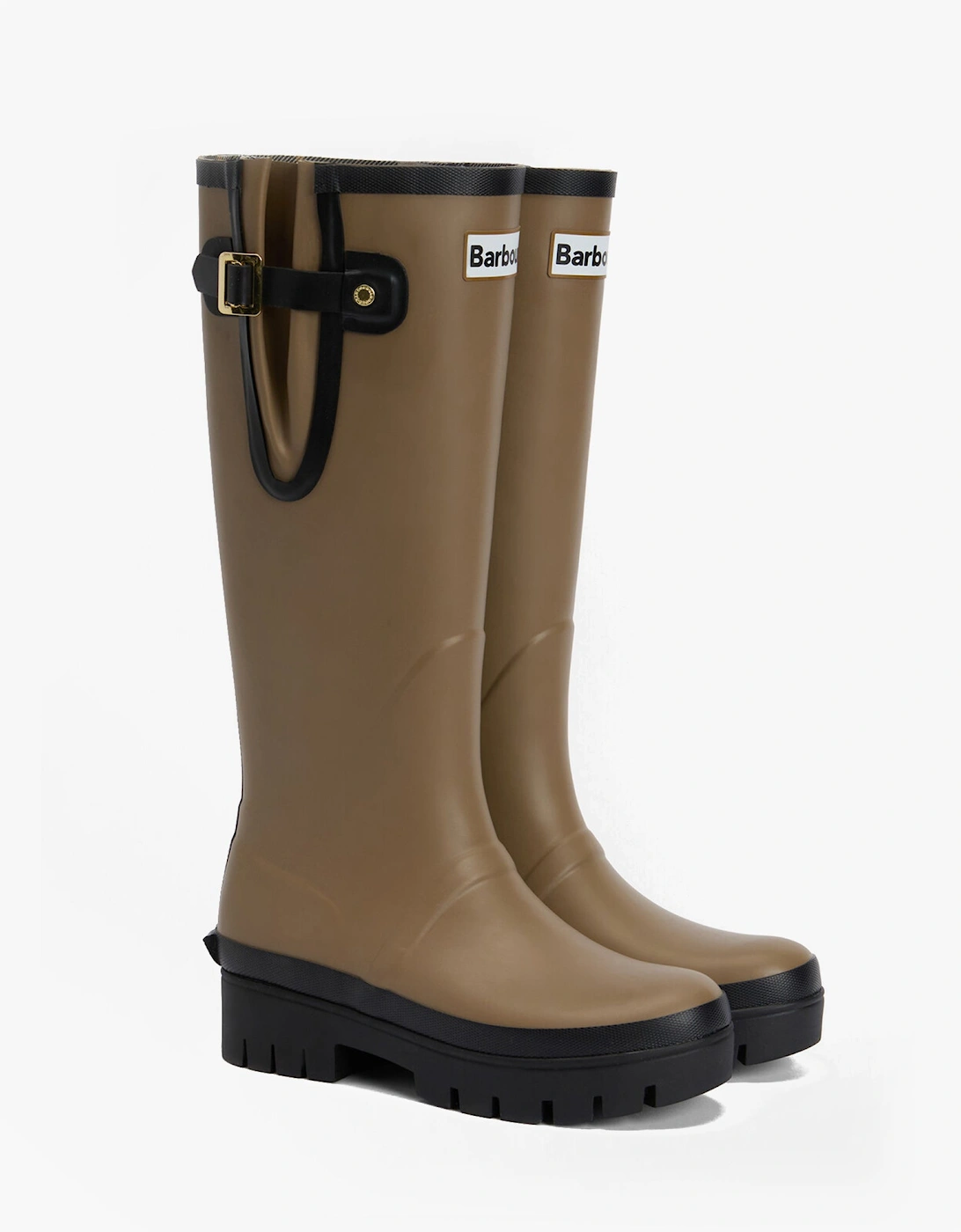 LEIGHTON Womens Tall Wellies Military Brown/Black