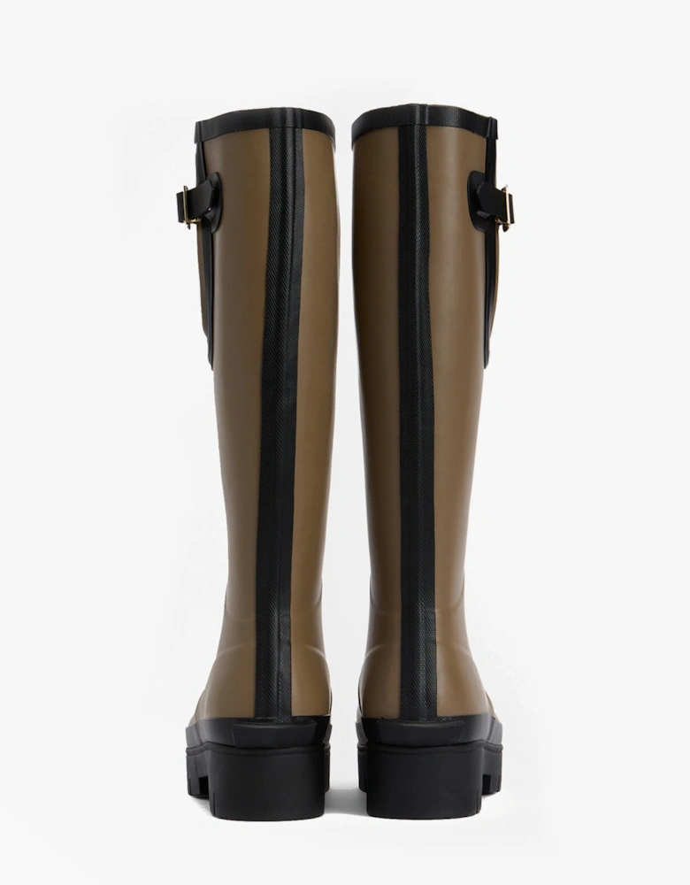 LEIGHTON Womens Tall Wellies Military Brown/Black