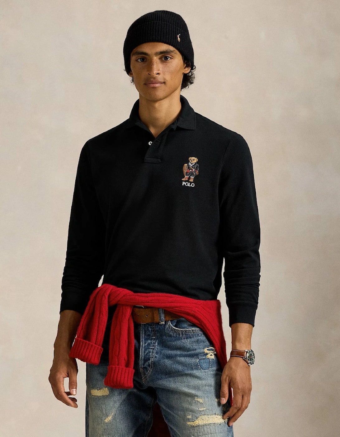 LS Mesh Polo Shirt 002 Polo Black Holiday Bear