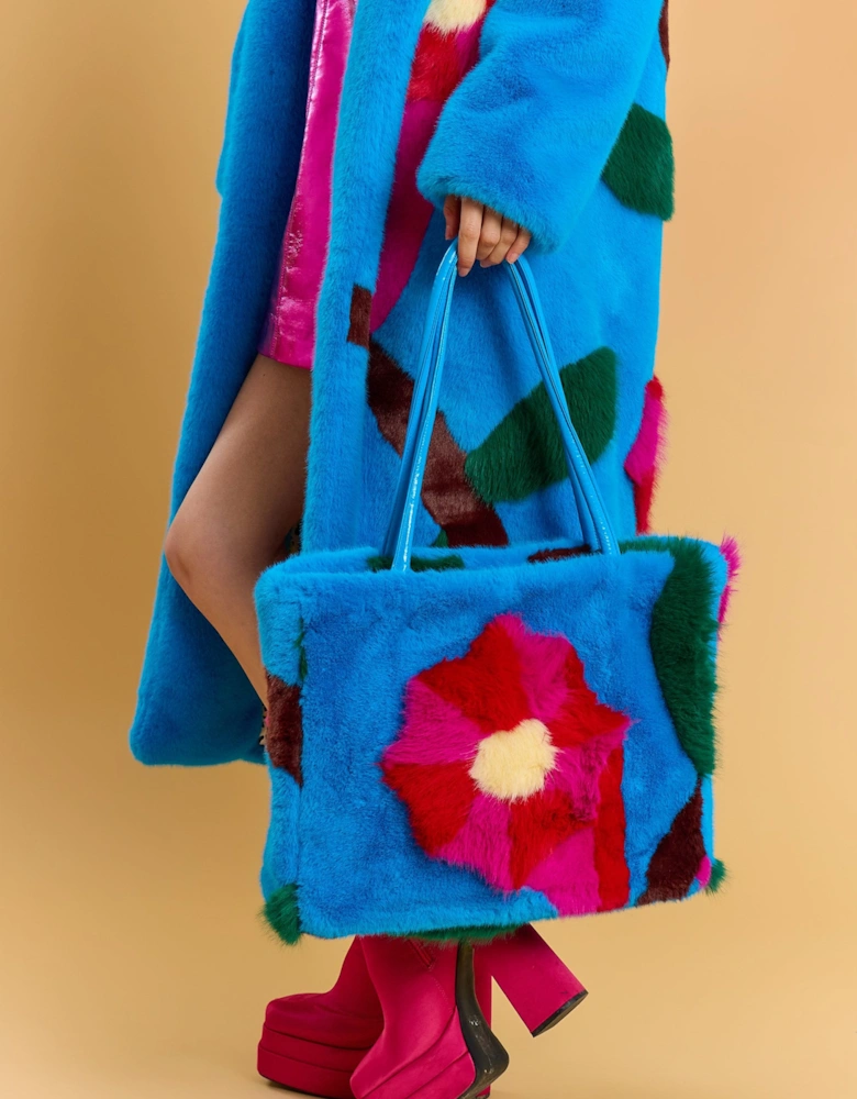 Handmade Bamboo Floral Faux Fur Bag