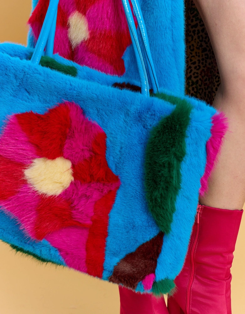 Handmade Bamboo Floral Faux Fur Bag
