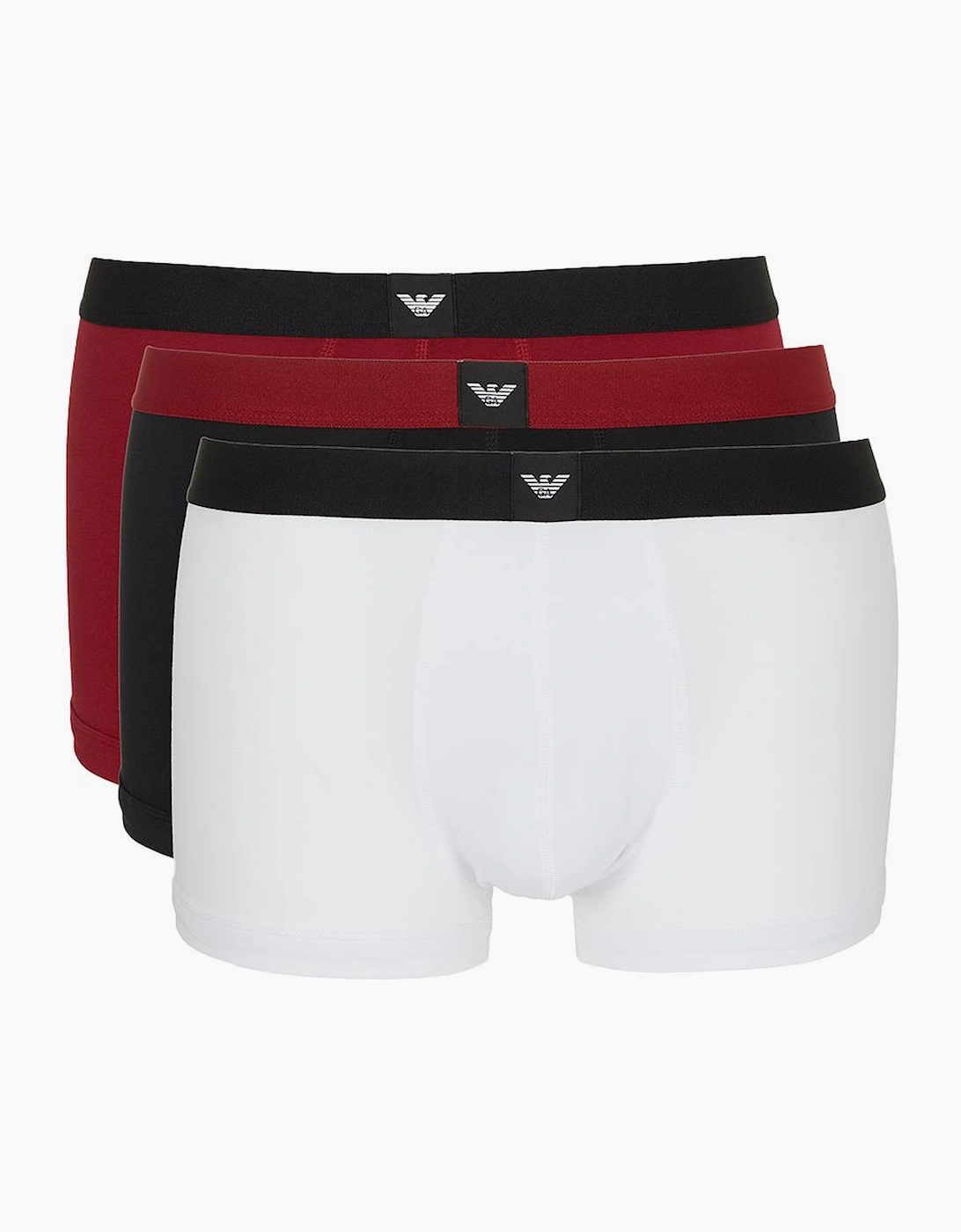 Men's Emporio Armani 3-Pack Boxer Trunks, Black/Rhubarb/White - Size: 37/36/32