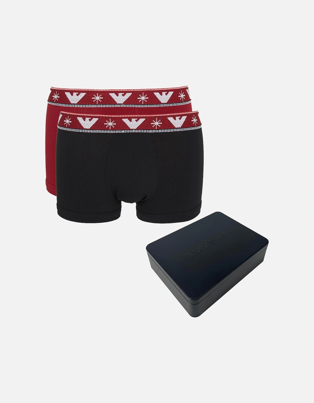 Men's Emporio Armani 2-Pack Trunks Gift Set, Rhubarb/Black - Size: 32/34/35
