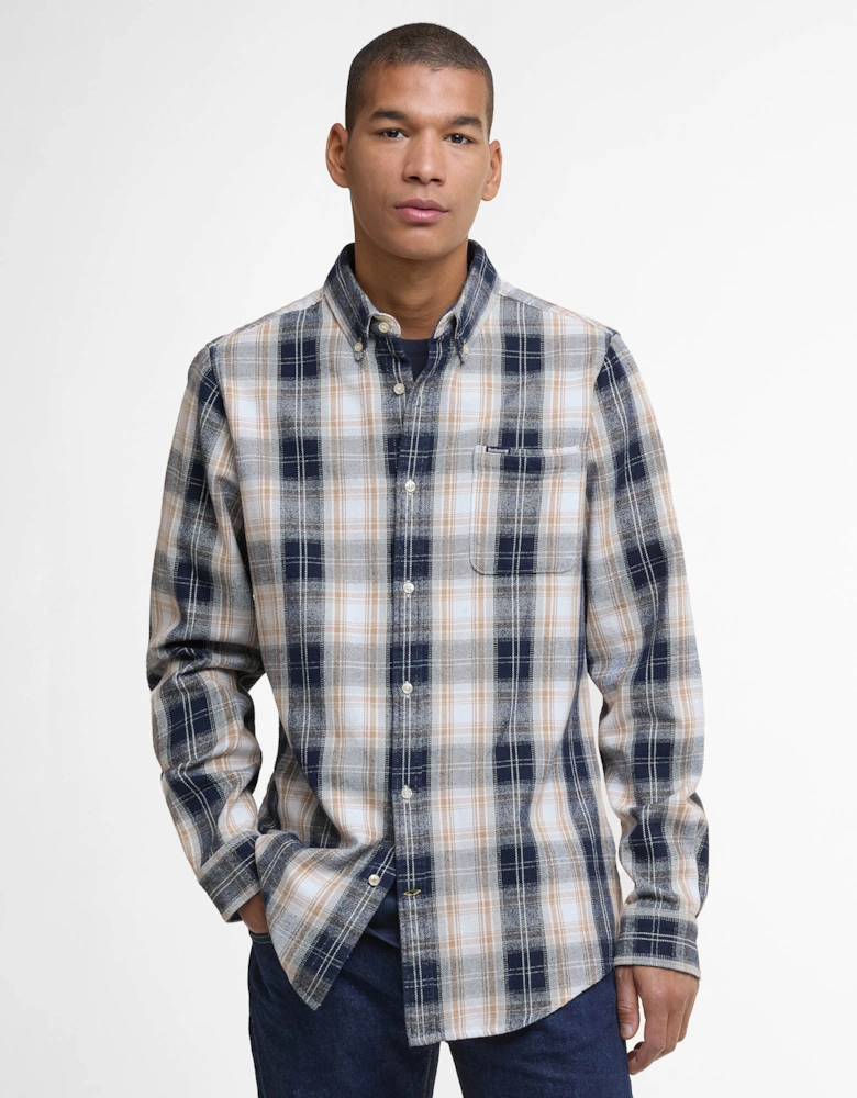 Sillwith Mens Tailored Checked Shirt - Ecru