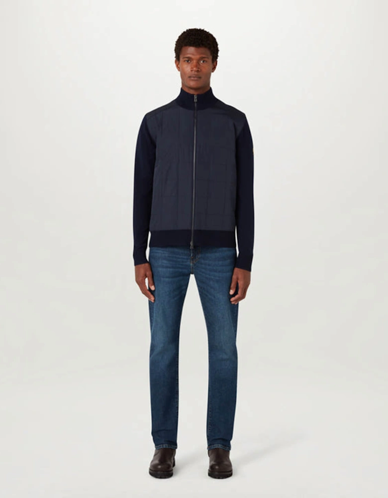 Kelbrook Mens Merino Wool Zip Cardigan - Dark Ink