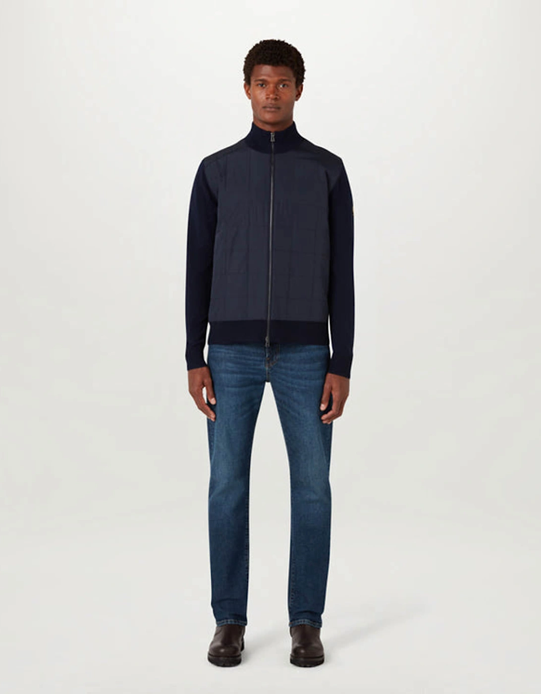 Kelbrook Mens Merino Wool Zip Cardigan - Dark Ink