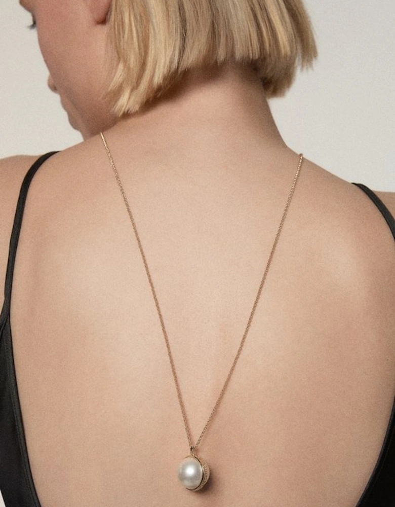 14kt Gold Plated Large Pearl Ball Pendant Necklace