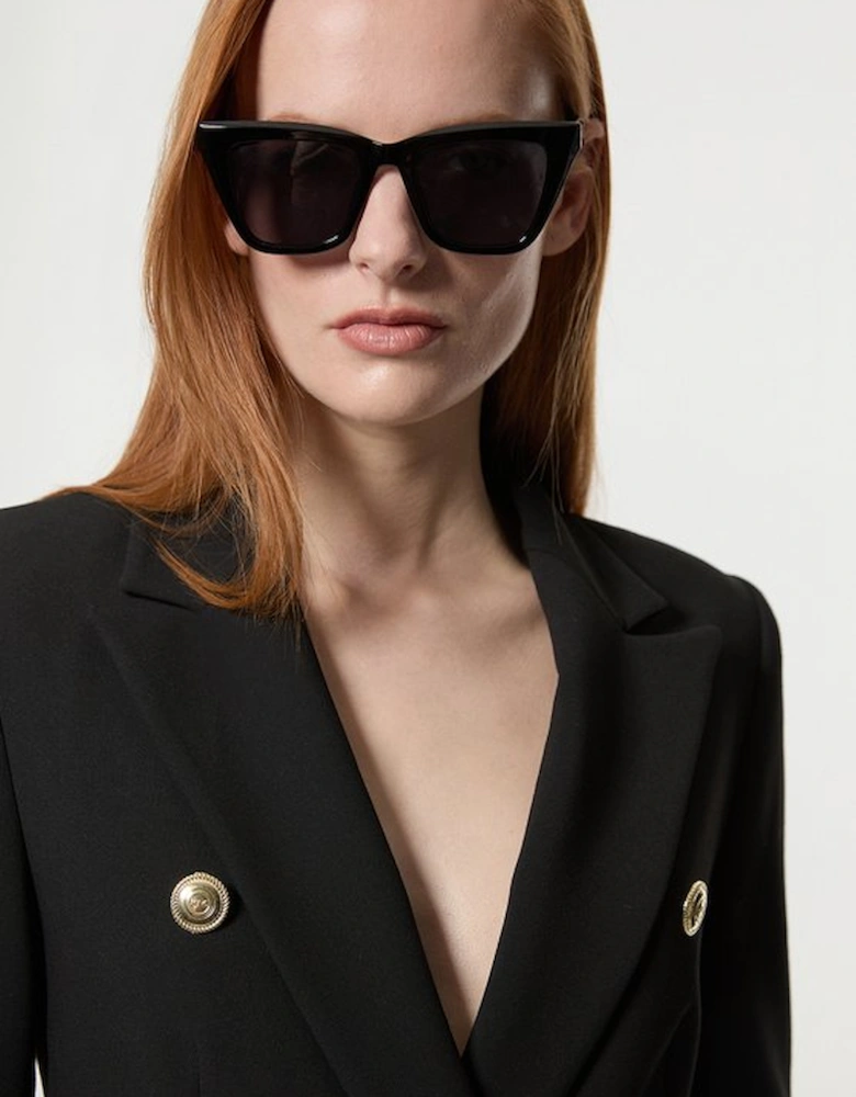 Petite Tailored Button Military Blazer