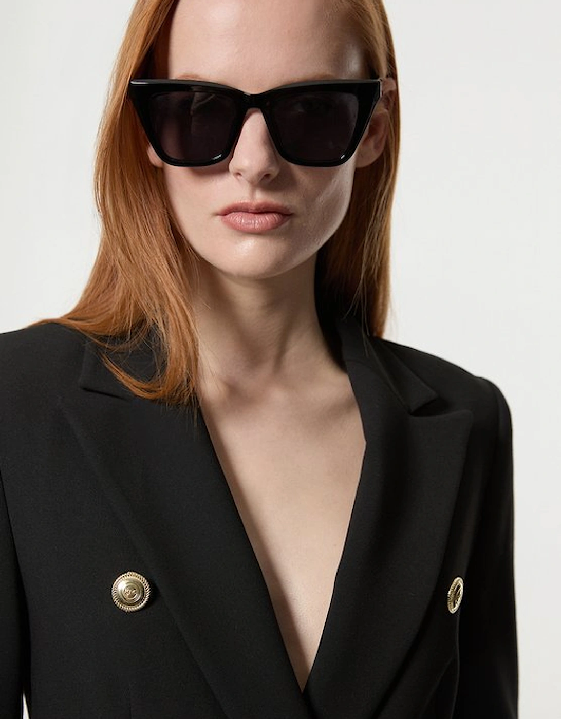 Petite Tailored Button Military Blazer
